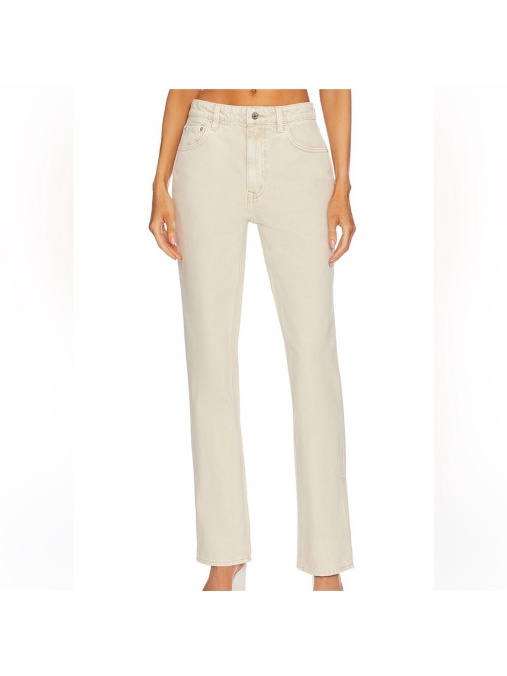 GRLFRND The Harlow High Rise Bootcut with Slit Women’s Beige Jeans Size 25